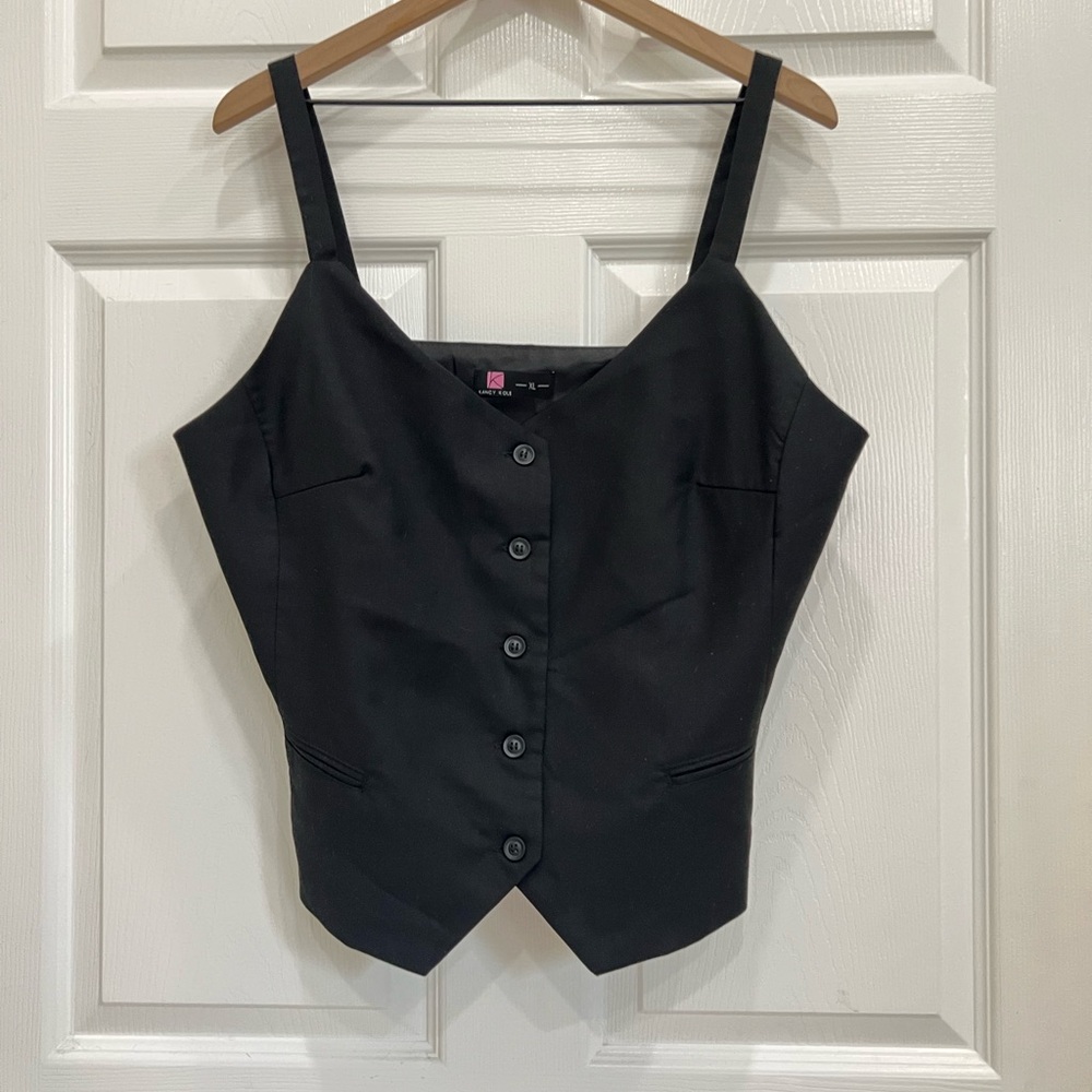 Tailored Black Button Tuxedo Vest Waistcoat XL